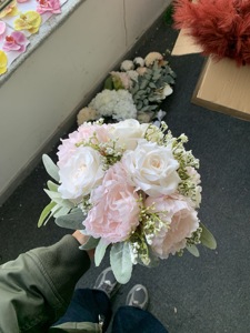 Ramo de <span class=keywords><strong>Novia</strong></span> al por Mayor, Ramo de Mano de Seda Artificial <span class=keywords><strong>Rosa</strong></span> Claro para Novias - Product Image 5