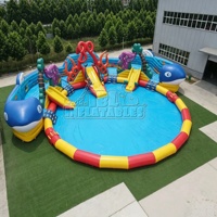Parc aquatique gonflable géant CE Tropical Jungle en PVC pour enfants et adultes, idéal pour la location de fêtes en extérieur