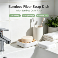 Support carré pour savon en fibre de bambou bio et durable, boîte de rangement pour salle de bain et douche avec couvercle de voyage pour savon solide