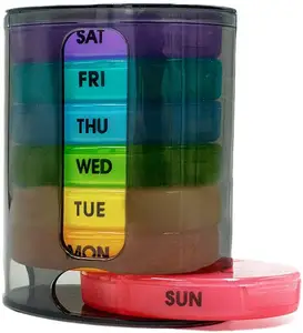 שבועי הגלולה ארגונית (פעמיים ביום), נייד 7 יום פלסטיק גלולת תיבה