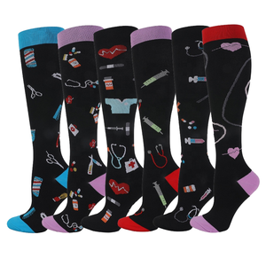 Calzini a compressione gambali <span class=keywords><strong>elastici</strong></span> in Nylon Casual da 15-20mmHG per donne calze sportive in Spandex per infermiere digitali autunnali - Product Image 1
