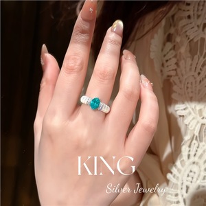 King Silver Jewelry S925 Sterling Silver <b>Ring</b> With Paraiba Stone White Mother Of Pearl Retro Fashion Women's Fine <b>Ring</b> - Product Image 4