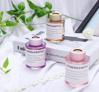 Bouteille en verre vide de 100 ml et 180 ml, couleur claire rose, jaune, violet, avec logo personnalisé en gros, pour diffuseur de parfum d'ambiance à bâtonnets