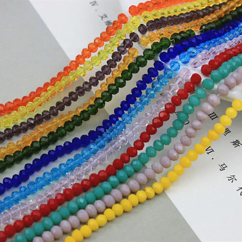 Yiwu Wholesale 3mm 4mm 6mm 8mm Crystal Faceted Rondelle Glass Beads For Jewelry Making