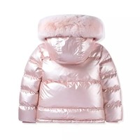 Veste d'hiver pour petite fille avec capuche en fourrure, fermeture éclair imperméable, logo personnalisé, nouveau design 2021