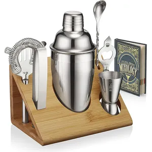 Mixology Bartender Kit And Cocktail Shaker Set For Drink Mixing | Mixology Set With 6 Bar Set Tools And Bamboo Stand
