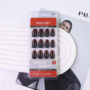 AIERFEI Salon qualité courte forme d'amande Gel <span class=keywords><strong>ongles</strong></span> conseils Ombre presse sur les <span class=keywords><strong>ongles</strong></span> couleur <span class=keywords><strong>rouge</strong></span> <span class=keywords><strong>ongles</strong></span> artificiels - Product Image 5