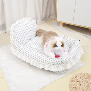 Abnehmbares Waschbares Hunde- und Katzenbett Polka-Dot-Muster Prinzessin Niedliches Gemütliches Teddy Kleines Hundebett Quadratisch Ganzjährig Universell Polyester - Product Image 3