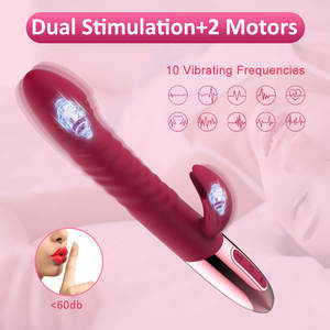 Vibratore <span class=keywords><strong>Rabbit</strong></span> per Punto G con Stimolazione, Riscaldamento e Spinta Realistica, Dildo Vibrante Telescopico per Donna, Grande Vibratore per Adulti - Product Image 3