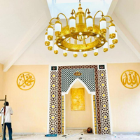 Projet de personnalisation KALUX, lustre en cristal islamique, grand lustre en fer doré de luxe pour mosquée, éclairage LED suspendu, garantie de 2 ans, moderne