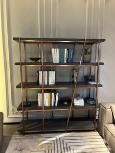 Scaffale moderno di fascia alta con struttura in acciaio dorato mensola in marmo legno mensola per la casa per uso appartamento - Product Image 2