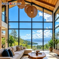 Fenêtres panoramiques fixes en aluminium à rupture de pont thermique RICHOCEAN, grandes fenêtres en verre, fenêtres de villa à haute efficacité énergétique