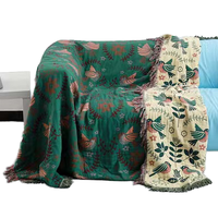 Großhandel Baumwolle Bambusfaser Gestrickte Quasten-Wurfdecke |   Gewaschene Weiche Jacquard-Gewebte Vintage Leichtgewichtige Couch-Kuscheldecke