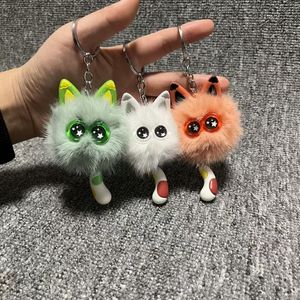 Mini mèo đồ chơi sang trọng Keychain mini mèo với đôi mắt đầy sao dễ thương Thú nhồi bông Ba Lô Móc chìa khóa túi quyến rũ - Product Image 3