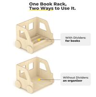Étagère à livres roulante Little Bear, organisateur de livres en bois pour enfants avec roulettes, bibliothèque mobile pour enfants