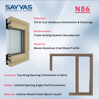 Ventana Abatible y Giratoria Sayyas N86, Ventana Moderna Europea de Alto Rendimiento para Casa Pasiva, Fabricante Chino