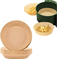 Feuilles de cuisson pour friteuse à air chaud personnalisées, tapis de panier antiadhésifs, résistants à la graisse, jetables, écologiques, de haute qualité pour four et friteuse à air chaud