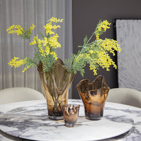 Vase en verre à café artisanal-Vase à fleurs unique fait à la main pour la décoration intérieure de luxe