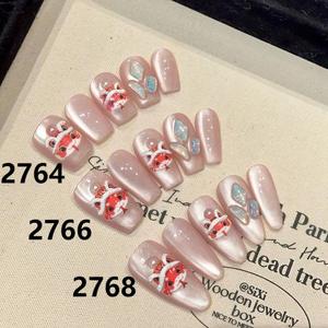 Diseño #2764/2766/2768 <span class=keywords><strong>Uñas</strong></span> prensadas de ojo de gato rosa de lujo personalizadas con patrón de danza del <span class=keywords><strong>león</strong></span> <span class=keywords><strong>Uñas</strong></span> prensadas de gel de alta calidad - Product Image 6