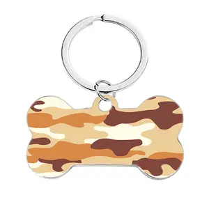 Ywganggu in acciaio inossidabile etichette con osso per cani portachiavi stampa UV Dog Id Tag incide catena in metallo Kay personalizzabile piastrina per cani