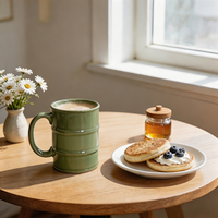 Mug en porcelaine en forme de fût d'huile grande capacité avec logo personnalisé, tasse en céramique vert sauge, vaisselle créative avec logo personnalisé, vente en gros