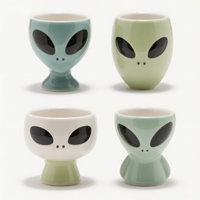 Ensemble tasse et soucoupe à café en céramique Alien, mignon mug à expresso sur le thème de l'espace avec plateau pour café et maison, hauteur 2,5-3 pouces