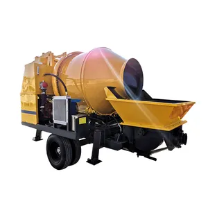Máquina mezcladora de concreto portátil, Mini mezcladora de concreto móvil de gasolina diésel pequeña, bomba pesada de Motor amarillo