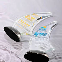 Trophée de champion de voile de surf Clear Yacht Boat Shape Crystal Sailing Trophy Award avec base
