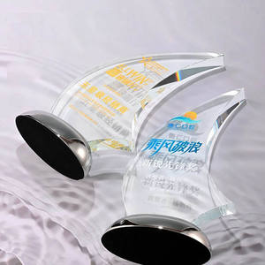 Trofeo de campeón de vela de surf Premio de trofeo de vela de cristal con forma de yate transparente con base - Product Image 3