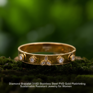 Bracelet en diamant en acier inoxydable 316L plaqué or PVD, bijoux durables et résistants pour femmes - Product Image 3