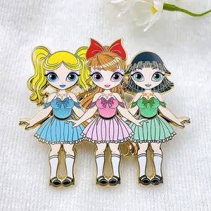 2024 New Girly Pin Free Design Metal Badges Multi-colored Glitter Screen Print Custom Hard Enamel Pin