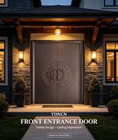 Porte d'entrée double de luxe YDNCN en aluminium moulé, design européen profondément sculpté et embossé, résistante à l'eau, pour villa et appartement