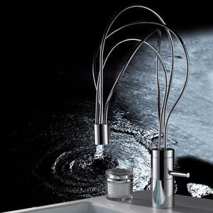 <span class=keywords><strong>Grifos</strong></span> de lavabo con forma de pájaro alto, montado en cubierta de bronce negro, cascada, para Baño - Product Image 2