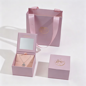 Custom Logo <b>Square</b> Magnetic Mirror Jewellery Boxes Wholesale With Complete Packaging <b>Set</b> Premium Jewelry Packaging - Product Image 2