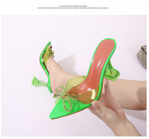 Factory Direct Supply AnninaMuabbi Summer High Top Pointed Toe Red <b>Bow</b> Rhinestone Buckle Wedding <b>Shoes</b> 9cm Heel Fashion Sandals - Product Image 6