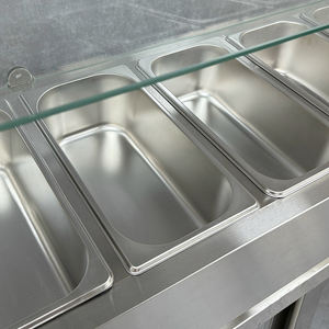 ללא נירוסטה לתצוגת פירות סלט בר אוכל צ 'ילר סלט זכוכית - Product Image 6