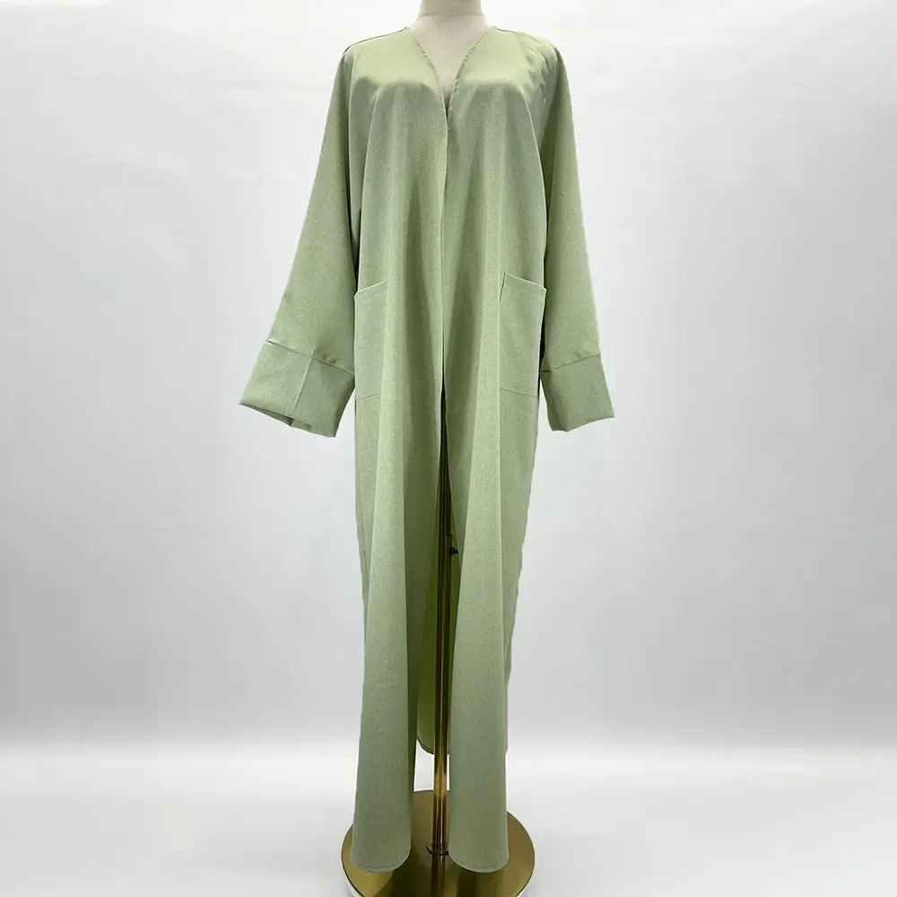 Custom Linen Open Abaya Dubai EID New Fashion Islamic Clothing Kimono Cardigan High Quality Abaya Women Muslim Dress