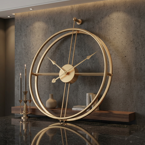Modern Gold Plated Round <b>Wall</b> <b>Clock</b> Quartz Analog <b>Oversized</b> Design for Living Room Hanging Style - Product Image 6