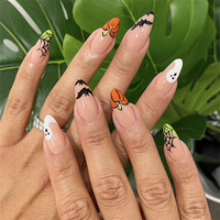 Hot New Fashion Halloween 24 pièces/ensemble Long cercueil fait à la main faux ongles en acrylique Logo personnalisé Style français presse ongles artificiels
