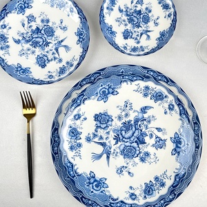 <b>Bone</b> <b>China</b> <b>Dinner</b> <b>Sets</b> Vintage Western Plate Creative Fruit Salad Plate Pastocal Wholesale Full Customization Luxury Tablewares - Product Image 1