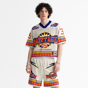 Camiseta Deportiva Sublimada Personalizada para Hombre, Impresión de Logotipo, Nombre y Número, Camisetas de Fútbol Retro Americanas de Malla, Camisetas Cortas de Alta Calidad - Product Image 2