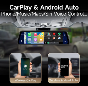 Camera hành trình ô tô không dây CarPlay Android Auto 9.66 inch, WIFI, camera kép, gương chiếu hậu, camera kép 4K 1080P, hộp đen ô tô, Bluetooth - Product Image 6