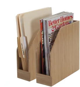 Home and office organizer bamboo file mail holders storage box for table