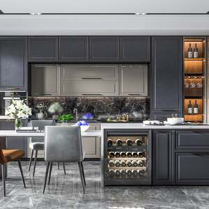 Armoire modulaire en contreplaqué de style singapourien pour cuisine, belle cuisine prête à l'emploi, design de cuisine complet de couleur blanche, armoires de cuisine en PVC - Product Image 3