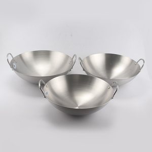 Sartén <span class=keywords><strong>Wok</strong></span> de acero inoxidable de estilo chino grande mate con asas dobles de acero inoxidable de 30cm a 80cm - Product Image 5