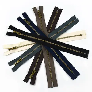 2/5/10pcs 포켓 클로저 자동 잠금 지퍼 15/20/25/30cm 5 # 금속 지퍼 분리 불가능 가방 클로즈 엔드 지퍼 의류 재봉 수리 - Product Image 1