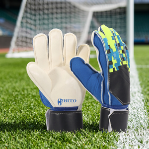 Gants de gardien de but de football personnalisés noir et bleu, très demandés, avec paume plate en latex allemand de 4 mm - Product Image 5