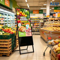 Pantalla Publicitaria Comercial HRAY de 49 Pulgadas, 350 a 700 Nits, 1080P 4K, Señalización Digital para Supermercados, Acepta OEM ODM