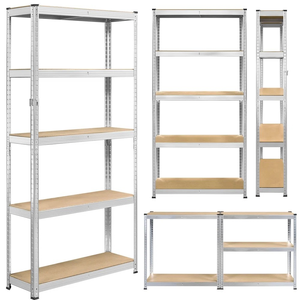 Estantería Ajustable Galvanizada sin Pernos, Gris, Desmontable y Combinable, para Almacenamiento - Product Image 1