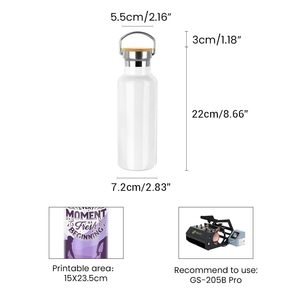 Botella Térmica de Acero Inoxidable con Aislamiento al Vacío, Antiderrames, 500 ml, con Tapa de Bambú, para Oficina, Blanca, 6-12 Horas, Venta al Por Mayor - Product Image 4